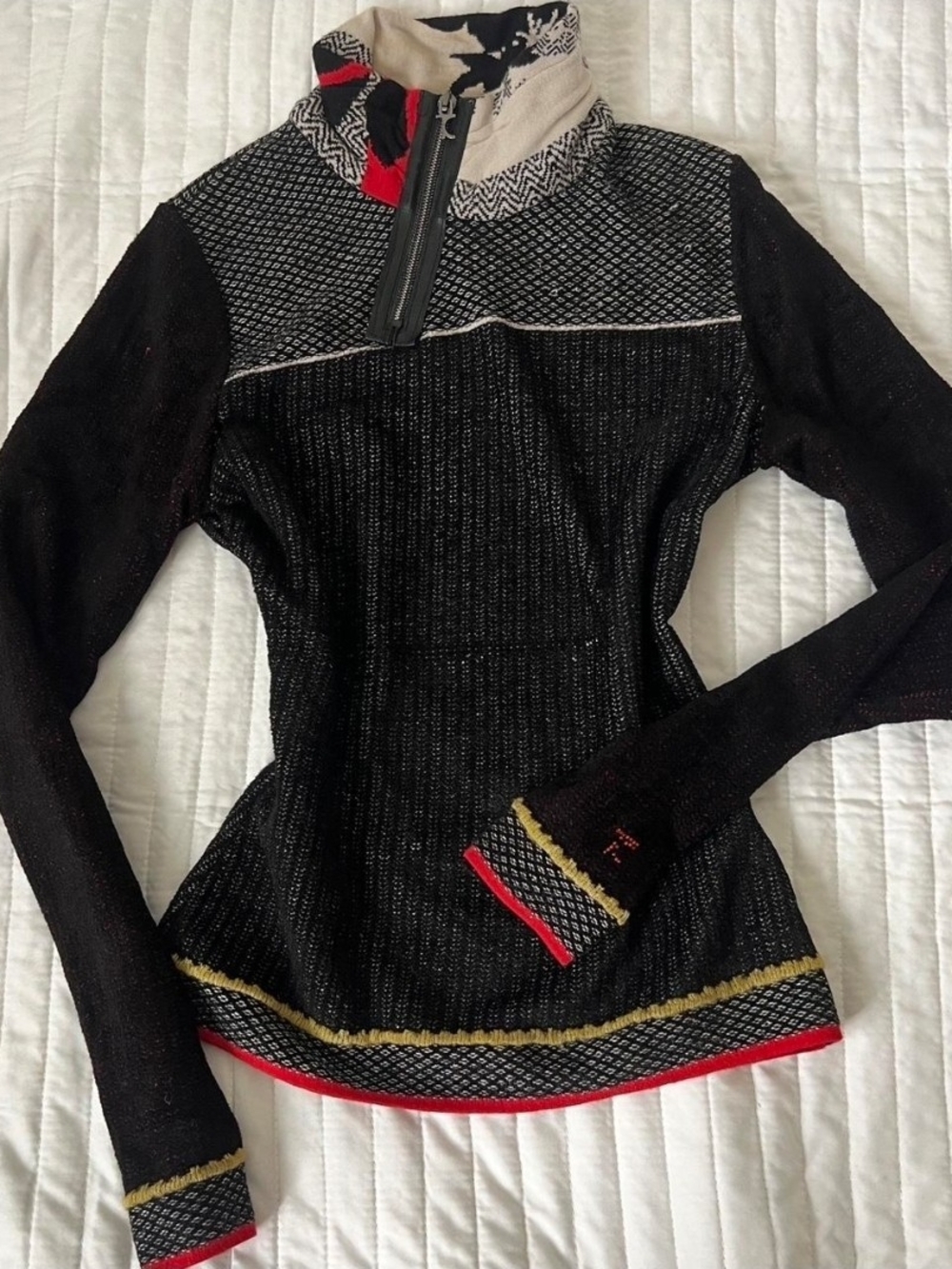 Black Cowl Sweater with Contrast Trim